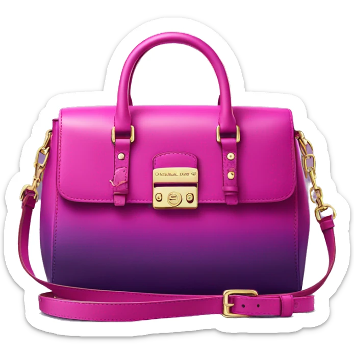 Realistic isolated magenta to purple ombre Michael kors satchel purse.  sticker
