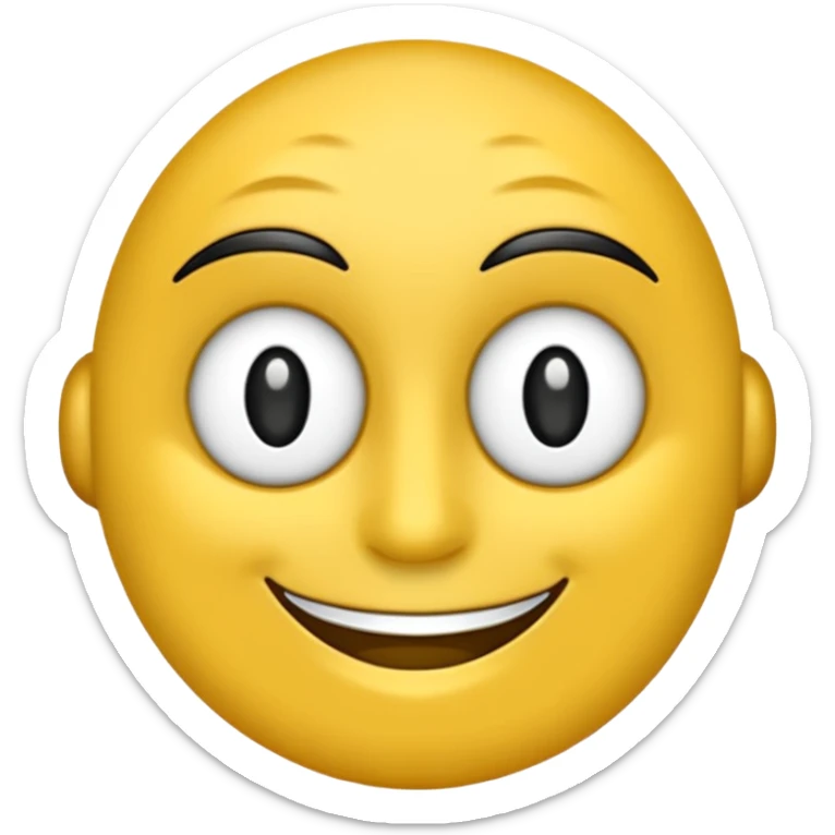 Crea un'emoji di EMON, robottino simpatico, stile cartoon piatto, colori nero, bianco e giallo, espressione felice con sorriso grande, occhi luminosi. PNG trasparente, 128x128 px, chiaro e leggibile.
 sticker