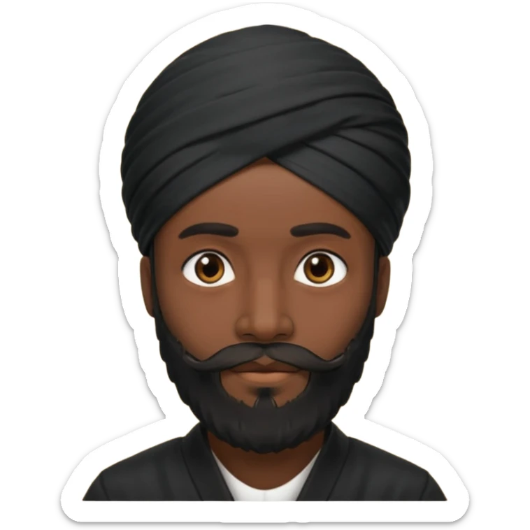 Make me an emoji of a man wearing a black turban and a beard. sticker