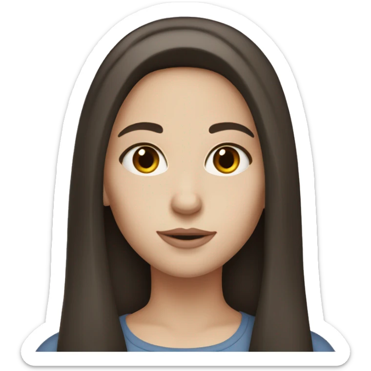 White girl with long dark brown hair and brown eyes  sticker