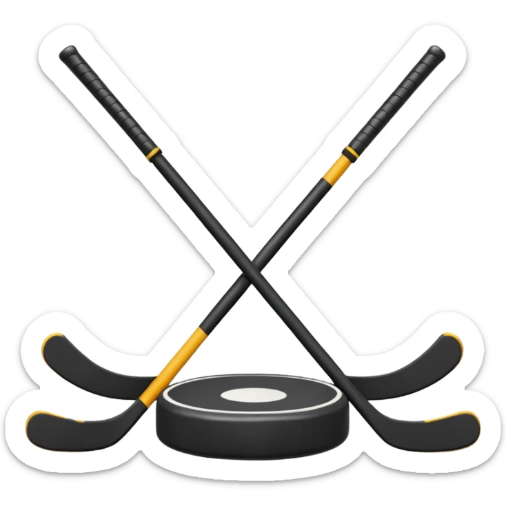 two hockey sticks crossing and a puck like two of this emoji crossing: 🏒  sticker