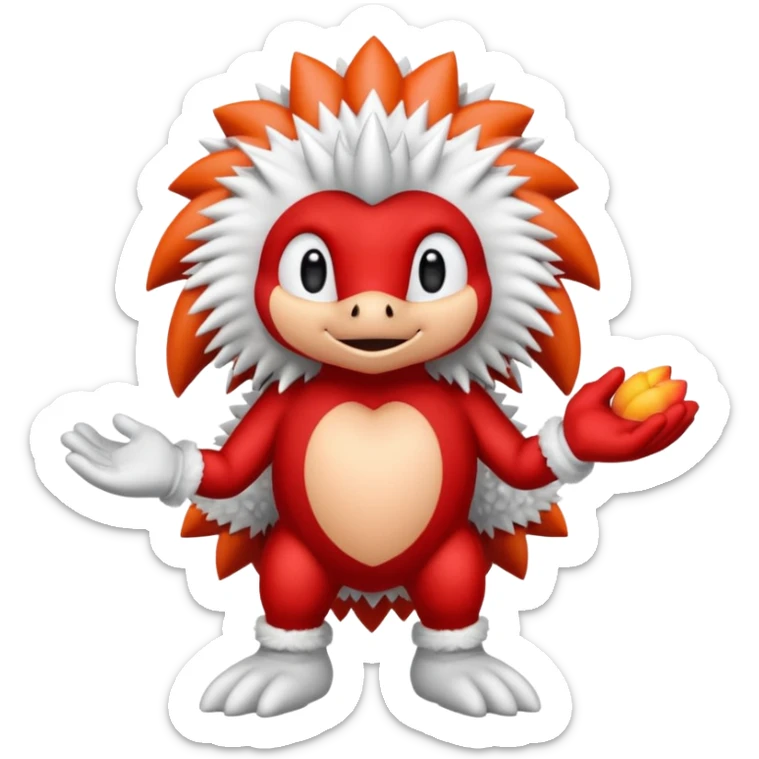 Sonic the hedgehogs friend knuckles a red animal with peach arms and white gloves sticker