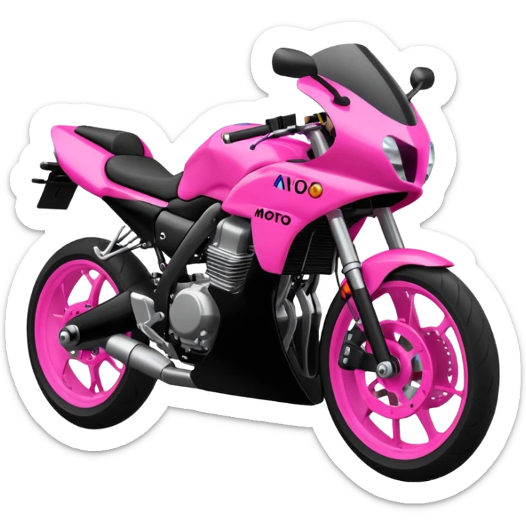 moto sportiva con scritta nera e solo avanti rosa fluorescente  sticker