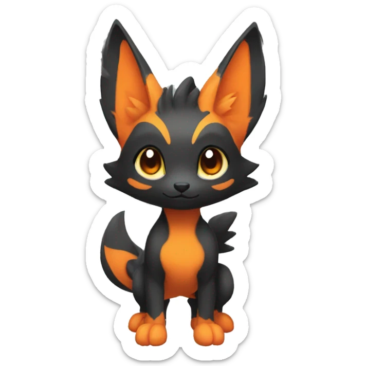 Cute cool black orange animal hybrid Fakemon full body sticker