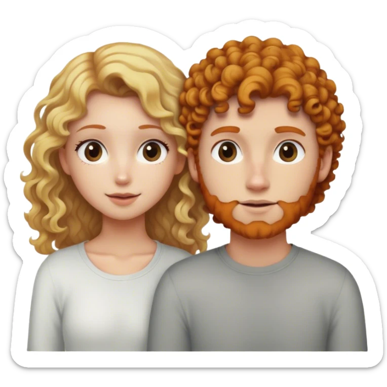 Blonde straight hair girl and ginger curly hair boyfriend  sticker
