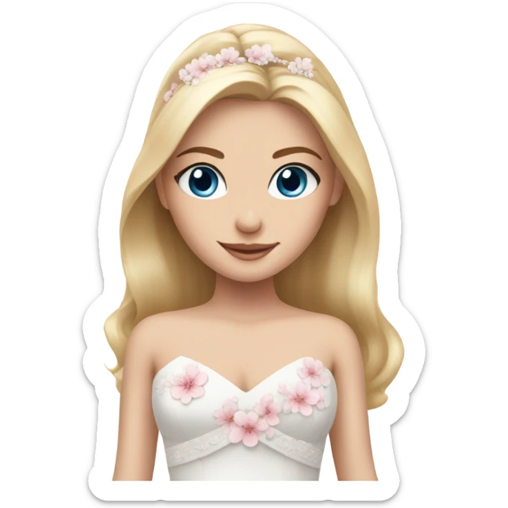 Beautiful finish blonde girl with blue eyes and sakura wedding dress sticker