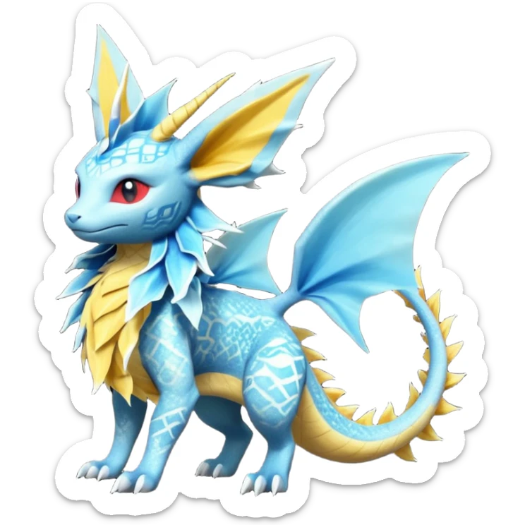 Salandit-Vaporeon-Jolteon-Fakémon-hybrid-creature (full body)  sticker