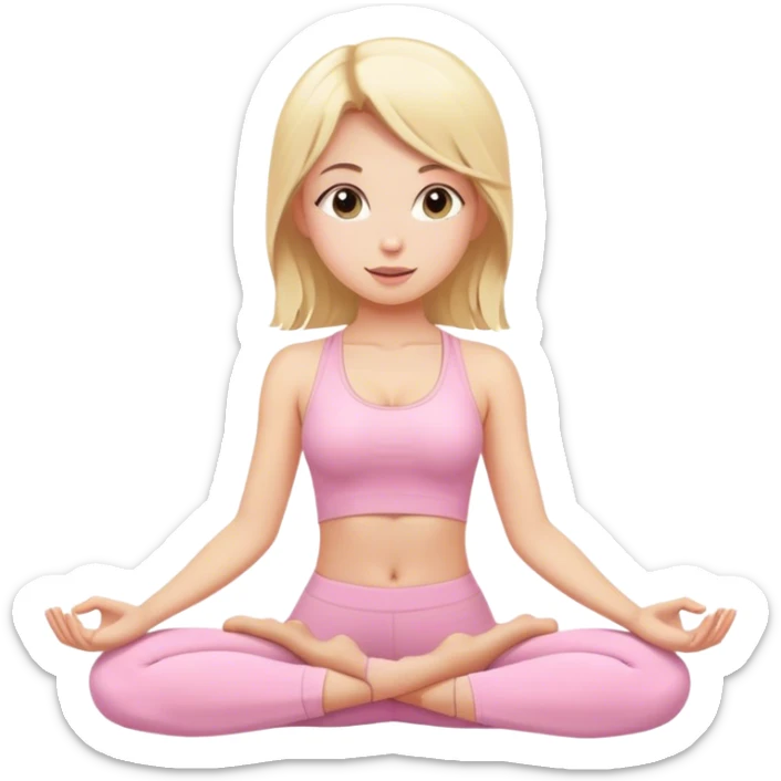 blonde yoga girl light pink clothes n sticker