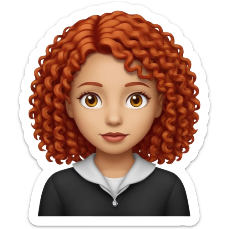 Light skin emoji girl with light brown eyes and shoulder length curly red hair  sticker