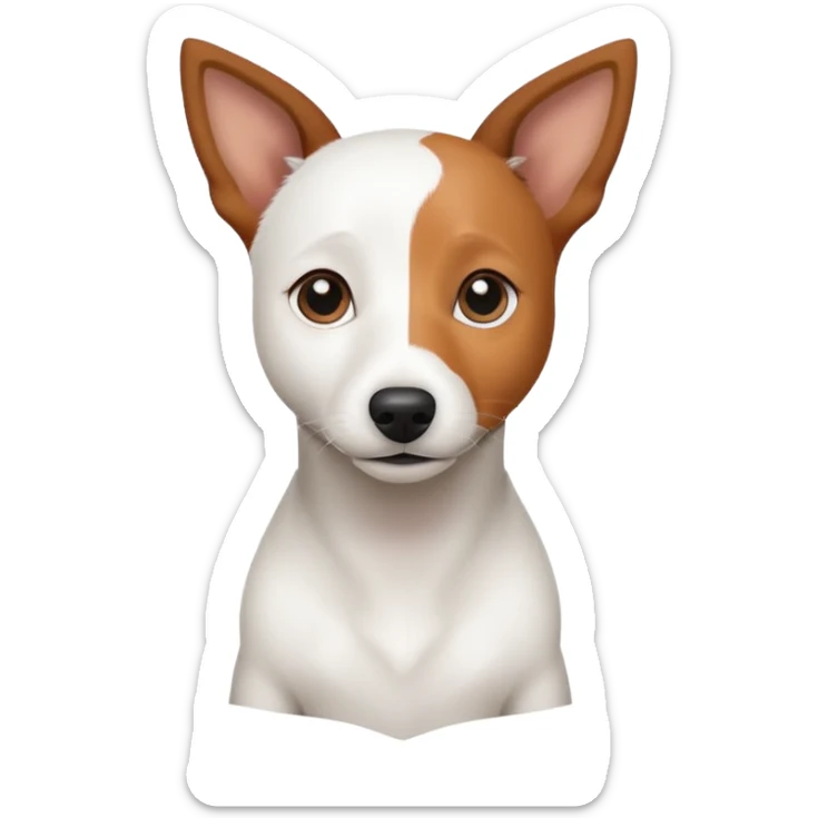 a fully white jack russell the size of a kelpie with light brown ears and a light brown patch on one eye sticker