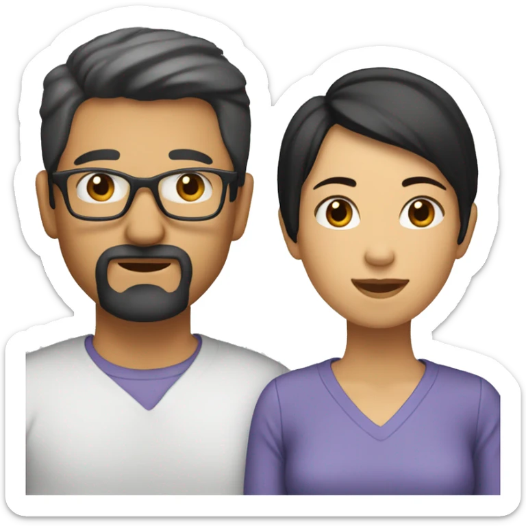 can you make ios emoji of two people, one female with short black hair and the other male with black hair and beard sticker