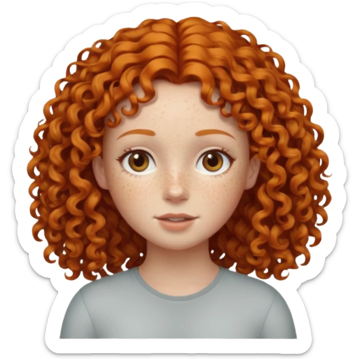 A ginger girl with curly hair in this style 👩🏼‍🦱 just the head no body sticker