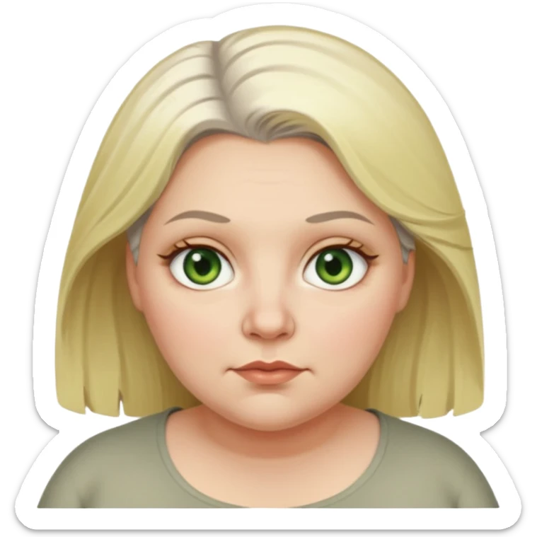 Overweight, blonde and grey haired female with golden green Hazel eyes having a bad week rolling eyes sticker