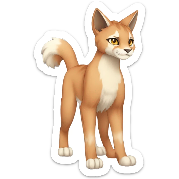 Anthro Beige-Orange-Brown Fur-Sona-Fakemon Lynx-Caracal Full Body sticker