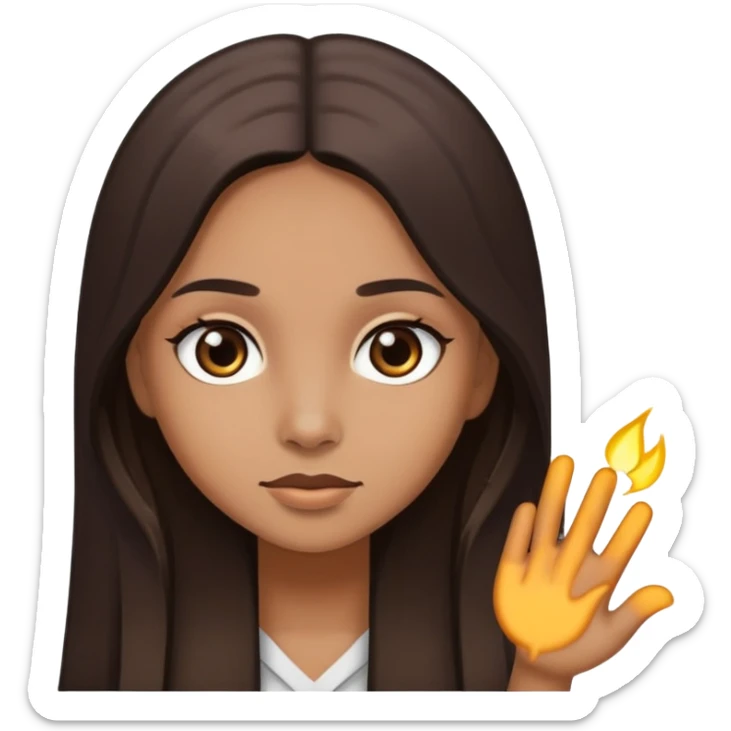girl with light brown skin, dark eyes and dark straight long hair sticker
