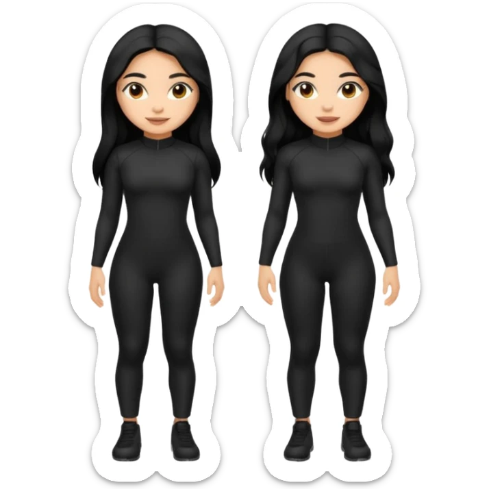 Make a lightskin Hispanic thick girl with long black hair. Wearing an all black tight jumpsuit  sticker