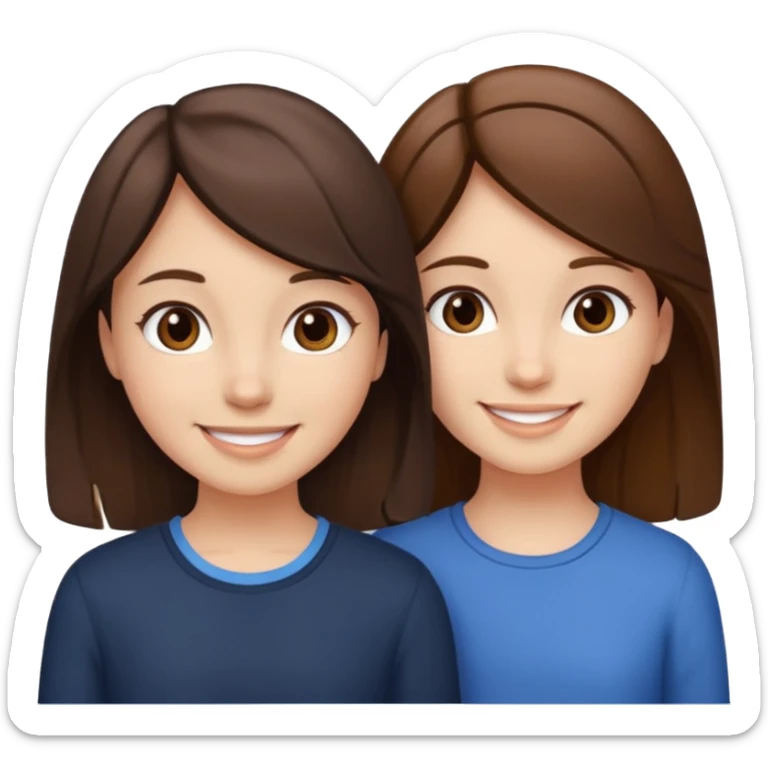 2 Besties g girls one dark brown hair one light brown hair sticker