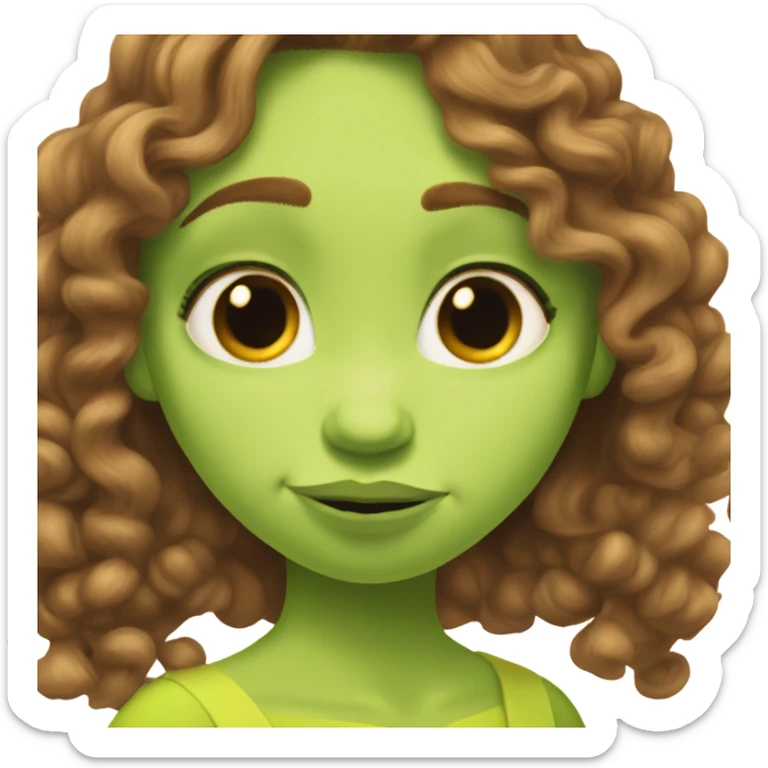 Shrek kissing white girl with curly brown hair sticker