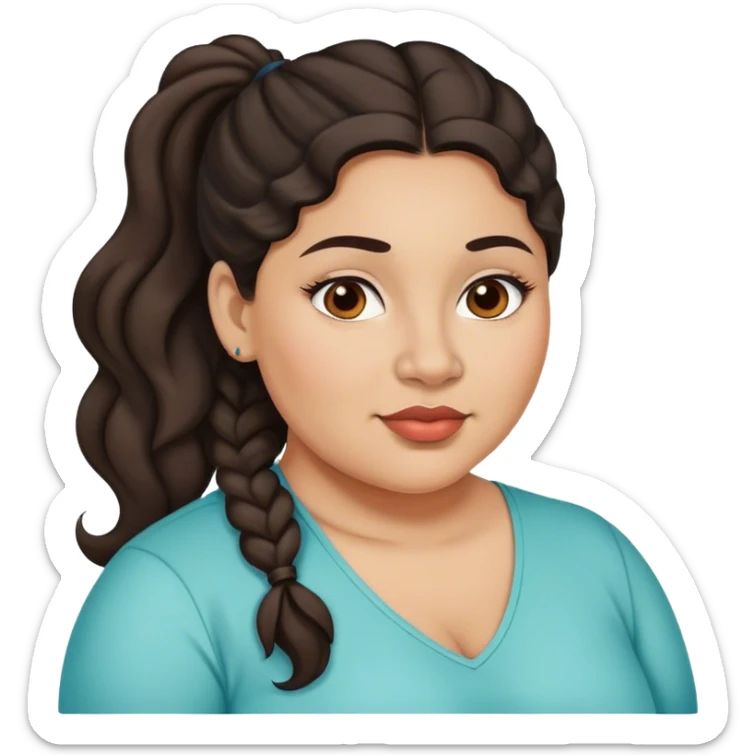  plus size light skin latino women with wavy dark hair in pony tail flat wide nose  sticker