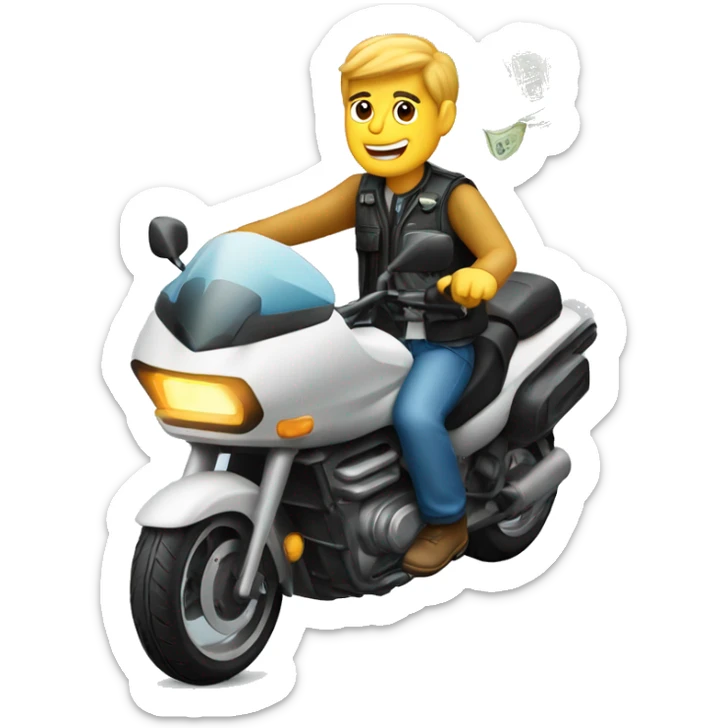 hombre montado en moto de agua y billetes sticker