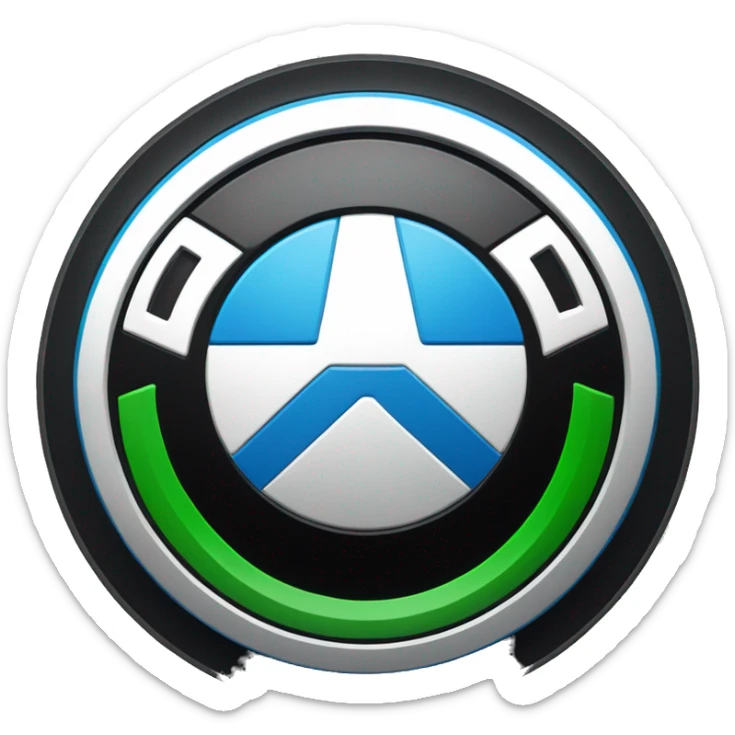 a bmw sign, in place of blue with green, and around the black to be red sticker