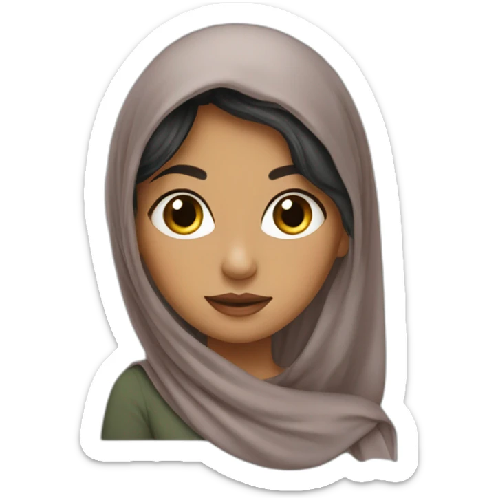 A Saudi girl with a hair scarf showing some of her dark hair sticker