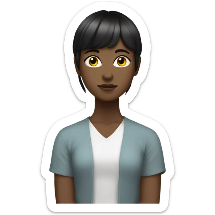 White teen girl with black hair and bangs meditating sticker