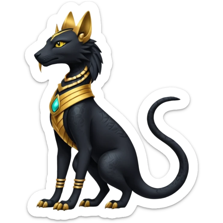 Black Dark Furry Fluffy Modern Futuristic Cyber-Salandit-Bastet-Anubis-fusion full body sticker