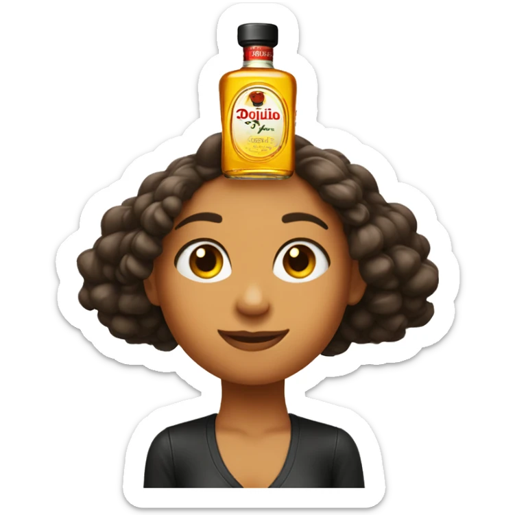 Girl holding Don Julio on top of head sticker