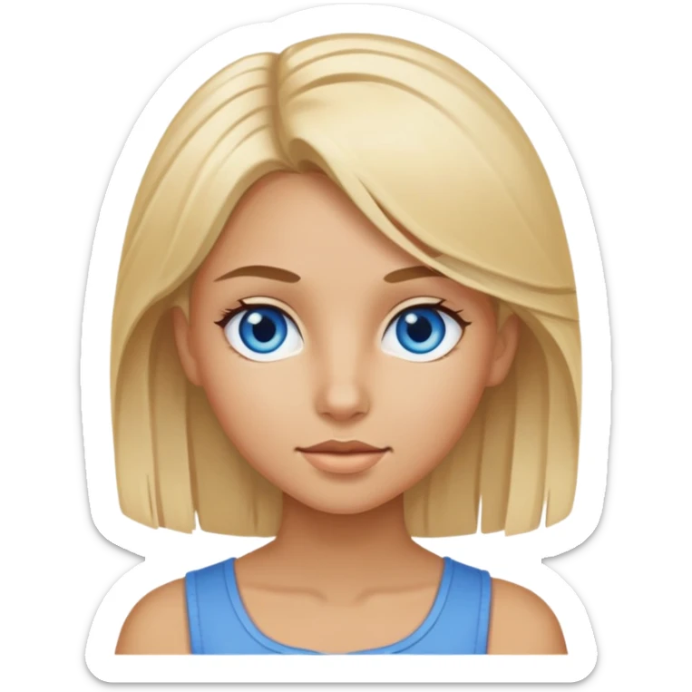 girl with blonde hair, tan skin and blue eyes sticker