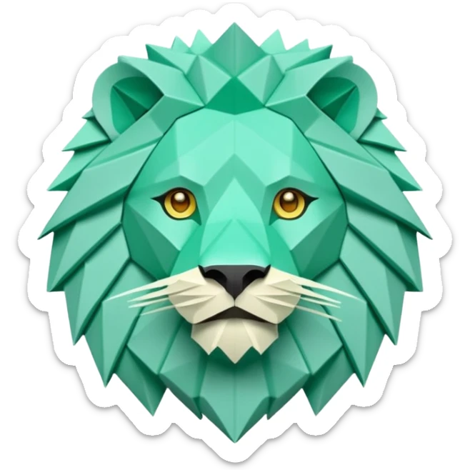 origami lion in color green mint rgb(168, 251, 211) sticker