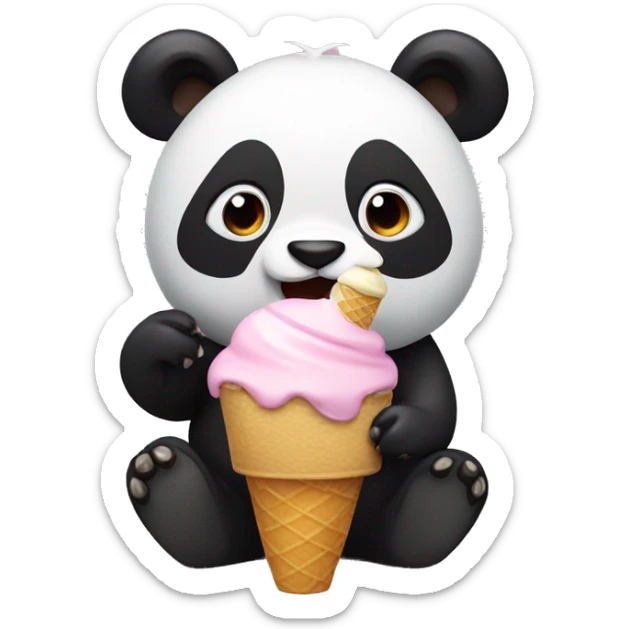Panda eating ice cream sticker