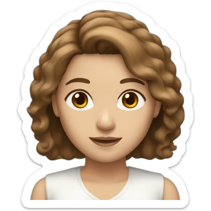 women with middle long brown hair and white brownish skin, brown eyes sticker