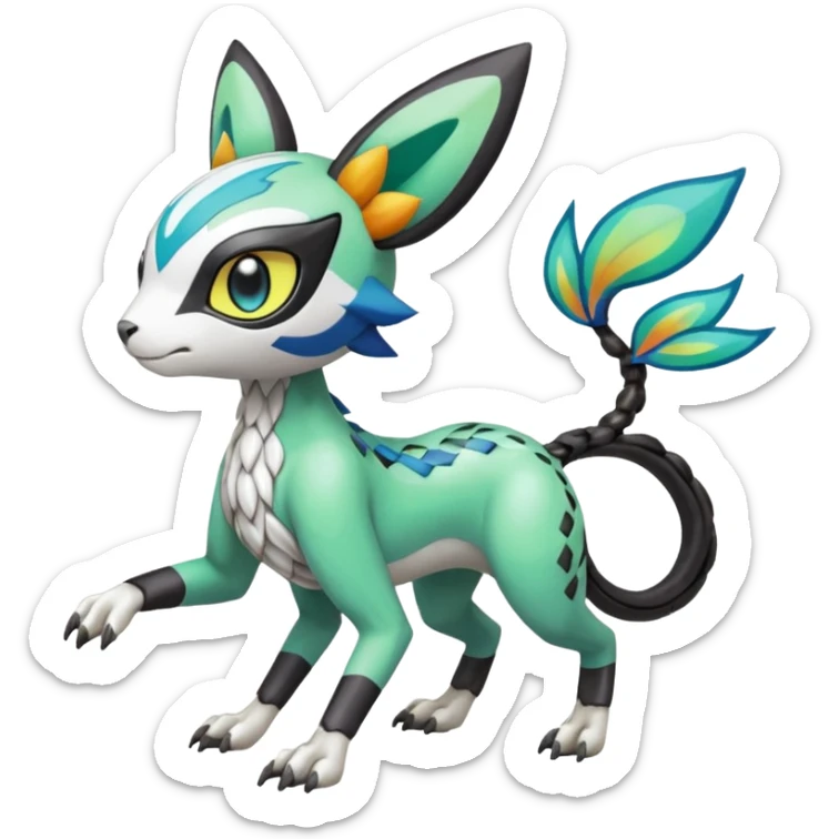 Meloetta-Garurumon-Trico-Pokémon-Fakémon-fusion-hybrid-creature sticker