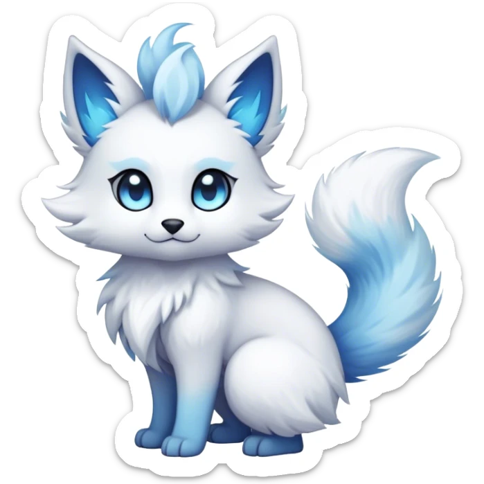 Kawaii dark edgy fantasy ethereal fursona Fakemon with tufted tail sticker