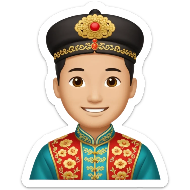 Chinese groom, traditional, culture of chinese, smiley on face. sticker