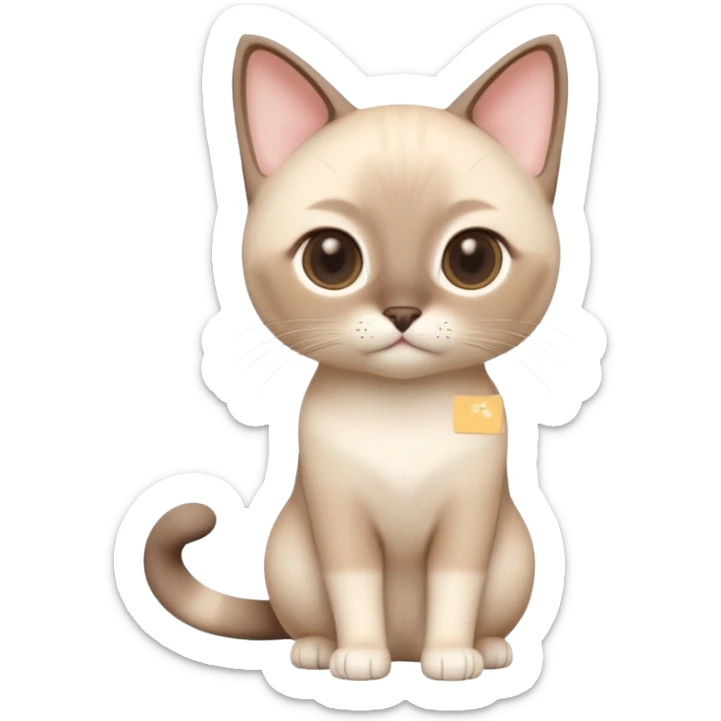 A 3D cartoon Siamese cat in creamy white with faint beige points, smooth short fur, bright eyes, calm lighting, Memoji-style rendering. full body or half body. sticker