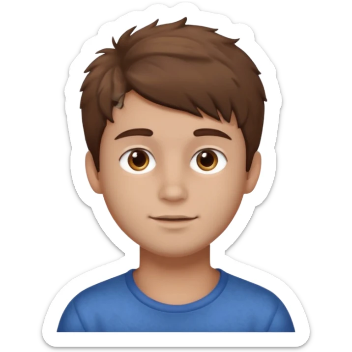 texture powder, boy, fluffy, brown hair sticker