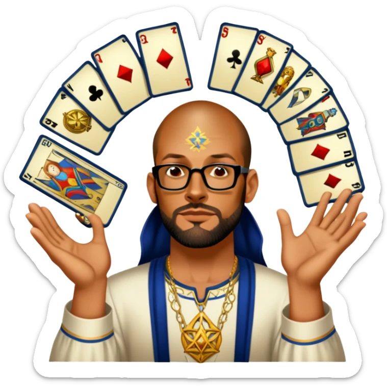 Man With floating tarot cards sticker