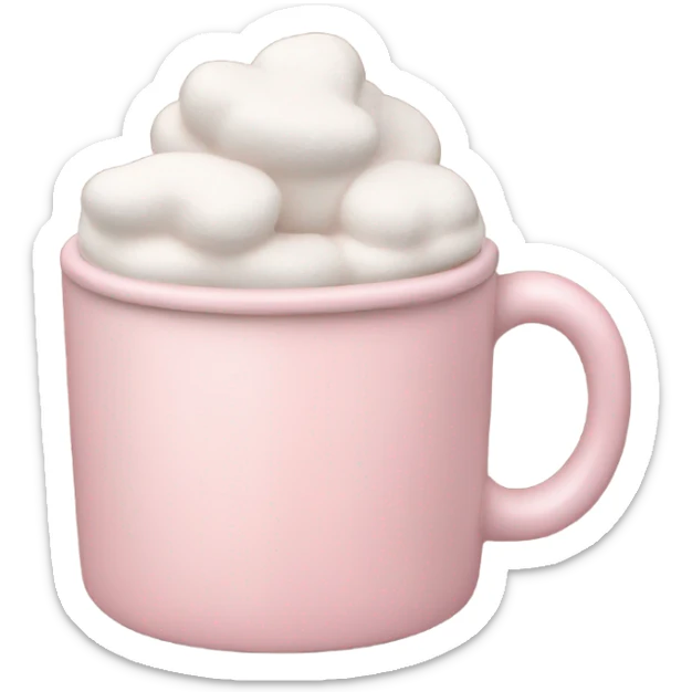 Light Pink mug of hot chocolate with marshmallows  sticker