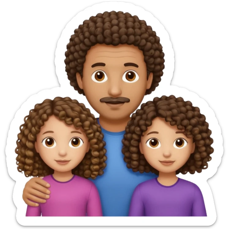 Brown dad with his two daughtersbone who is 5 and has curly hair and one who isn3 who has curly hair mixed race sticker