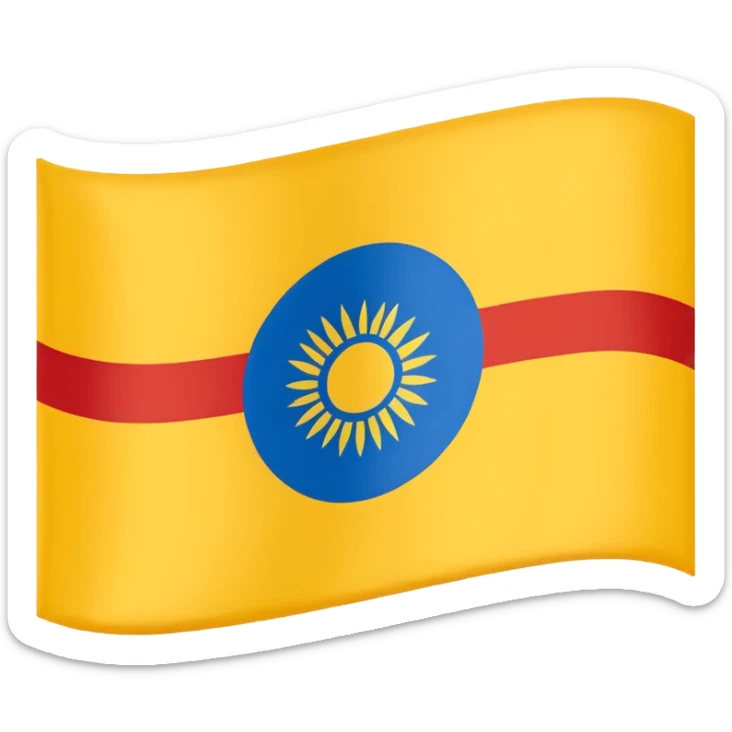 flag of the Republic of Buryatia, horizontal tricolor with blue, white, and yellow stripes, and a yellow soyombo symbol in the upper left sticker