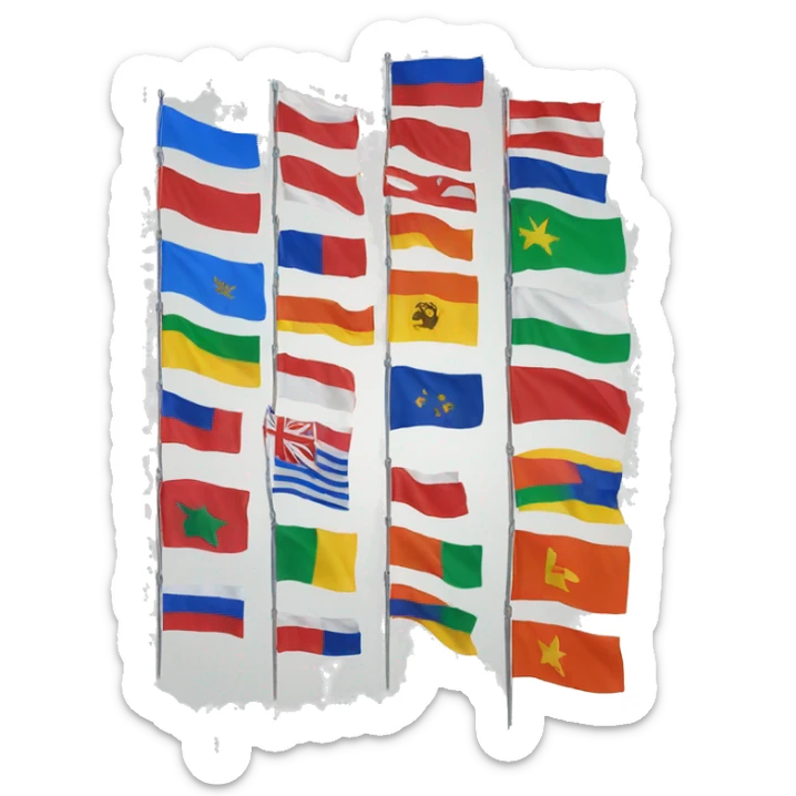 different colored flags sticker
