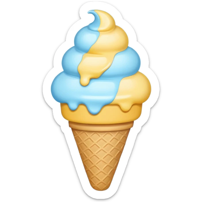 Ice cream emoji, pastel blue & yellow palette
Flat vector, minimal, cute emoji style sticker