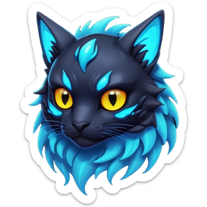 Black Dark Nocturnal Neon-glowing Abyssal Nightly Abyss-Cat-Gryphon-Fakémon Creature sticker