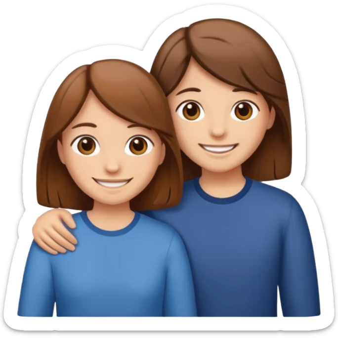 Make an best Friends Sticker in Cartoon Style with Brown and Brown hair sticker