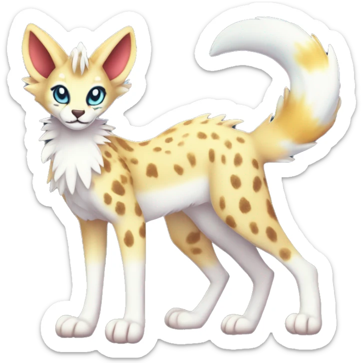 Cute Kawaii Epic Ethereal Sparkly Colorful Sergal-Serval-Vernid full body sticker