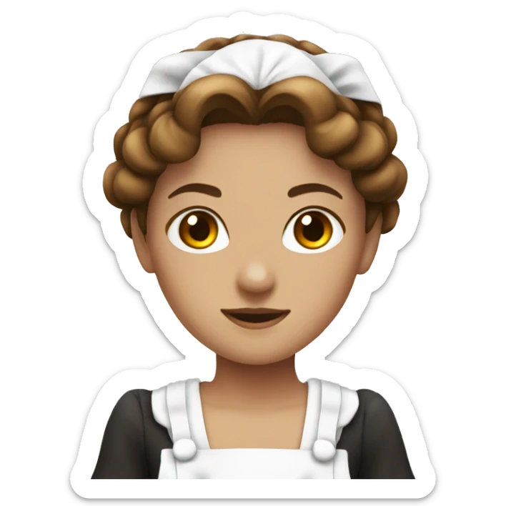 Maid costume emoji girl brown hair  sticker