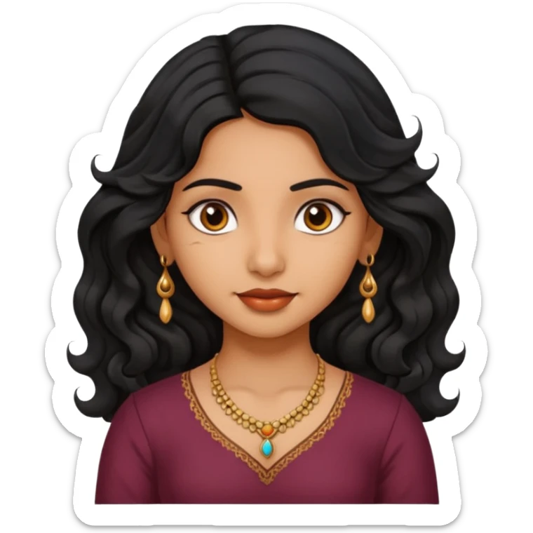 Indian fat girl south Indian wavy medium black hair tan darker skin sticker