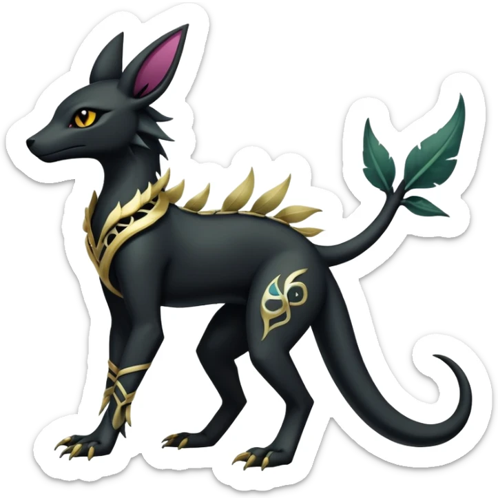 Shiny Dark Edgy Gothic Gloomy Futuristic Salandit-Umbreon-Shaymin-Anubis-Hybrid (Full body) sticker
